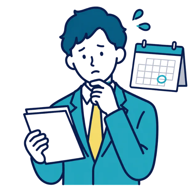 初めての法人決算に不安を感じる経営者のイラスト
